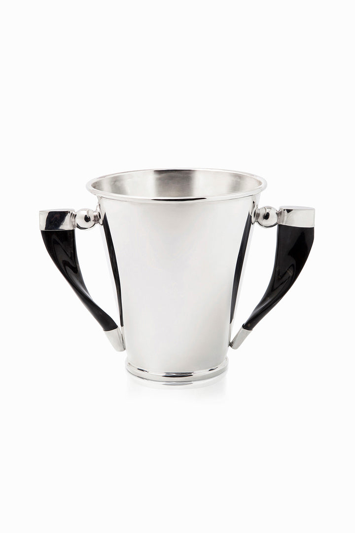 Palpala Ice Bucket, Black Horn, Polished Silver