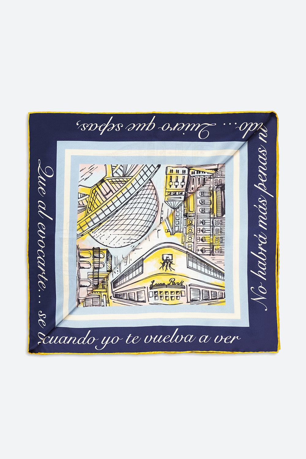 Silk Capital Scarf in Blue Yellow