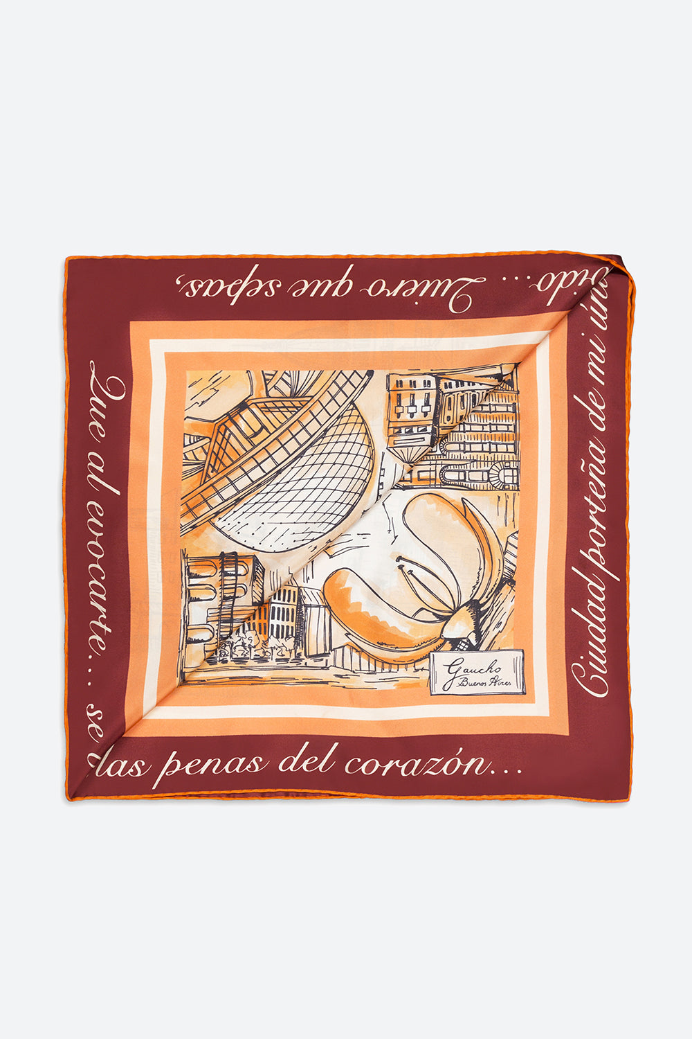 Silk Capital Scarf in Red Orange