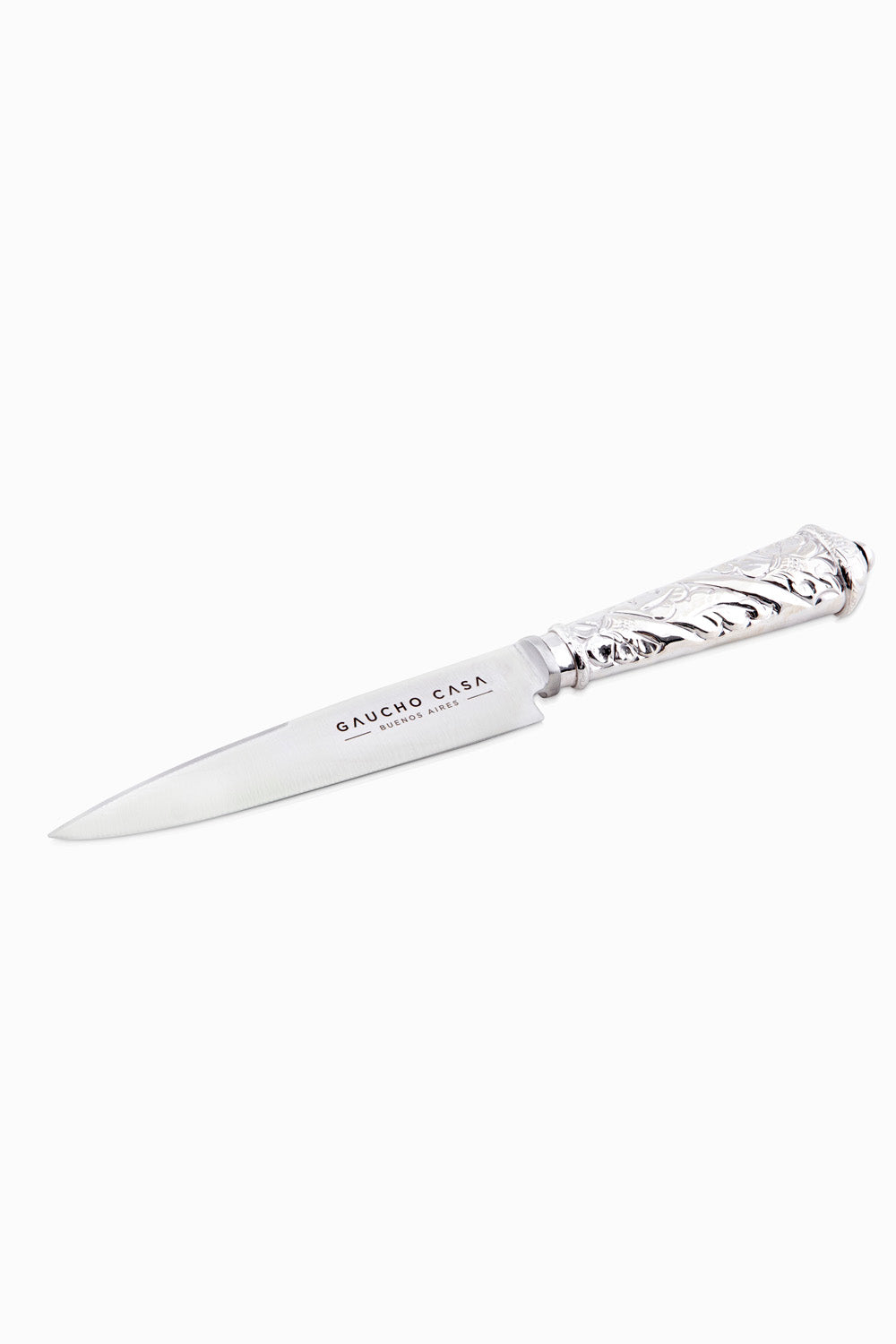 Luxury Tandil Knife With Ceibo Flower and Spiral Adorned Silver Coated Handle and Sheath