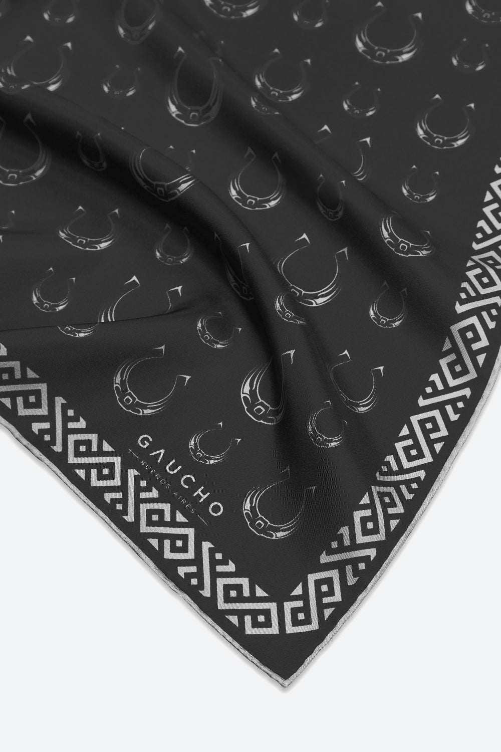 Silk Herradura Pocket Square in Black