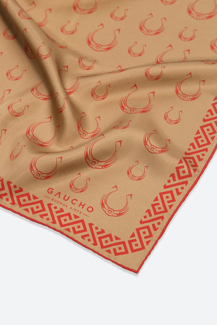 Silk Herradura Pocket Square in Camel