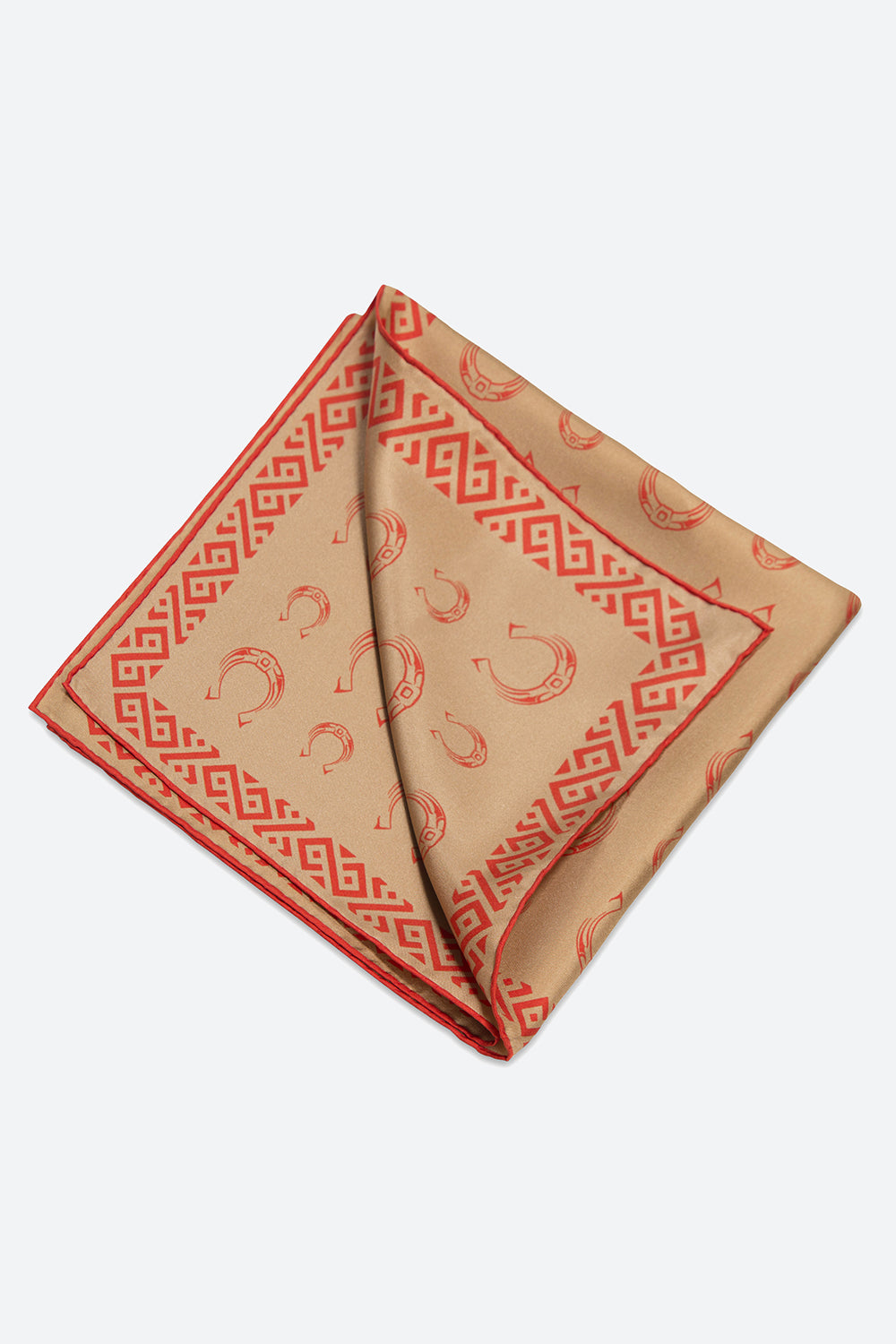 Gaucho - Buenos Aires Men's Silk Herradura Pocket Square in Camel