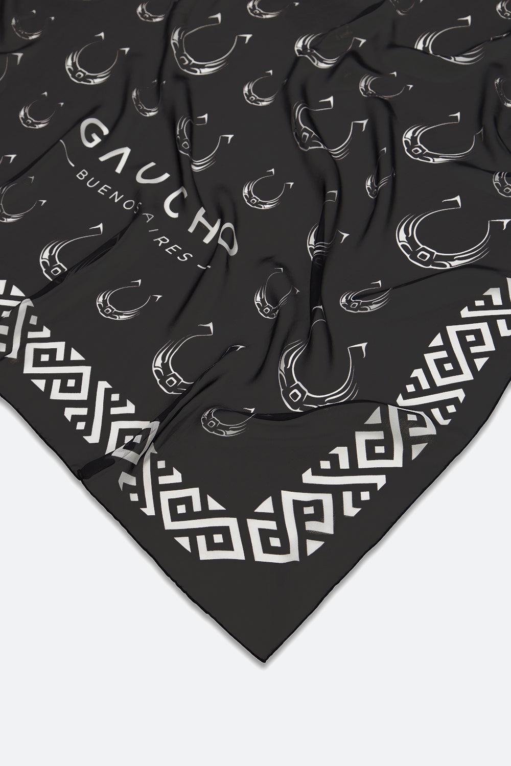 Hand-finished Icon Silk Scarf in Black