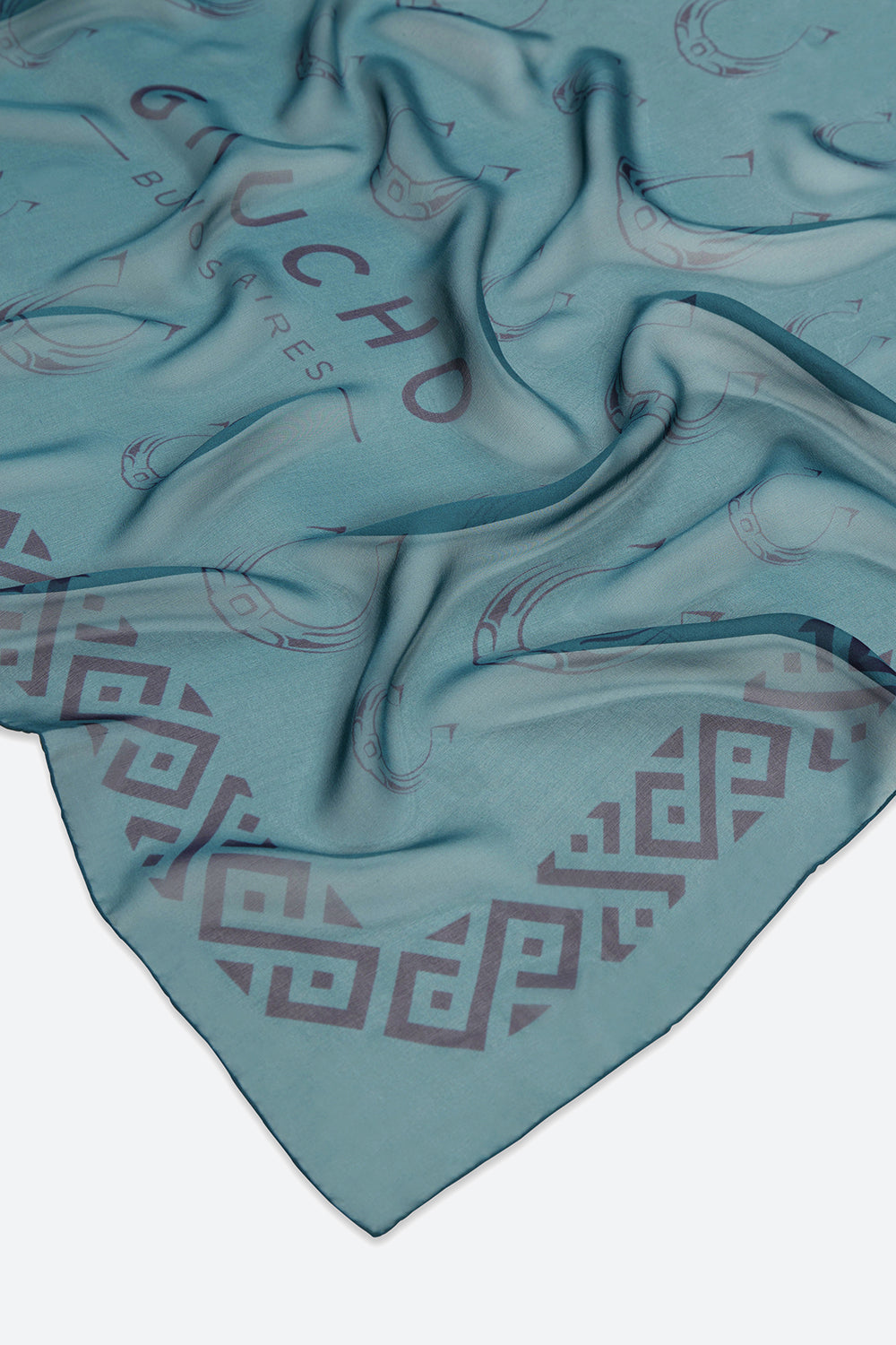 Hand-finished Icon Silk Scarf in Teal