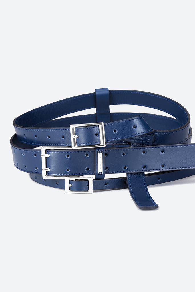 Borbonese Luxurious Leather Belt with Sleek Design Women Blue Belts Buy Elegant Navy Blue Womens Belt With Silver Buckle  main image 4